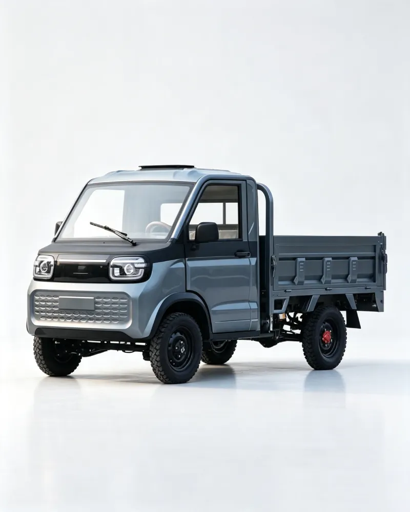 Small electric cargo truck with tipper body for urban delivery and farm transport