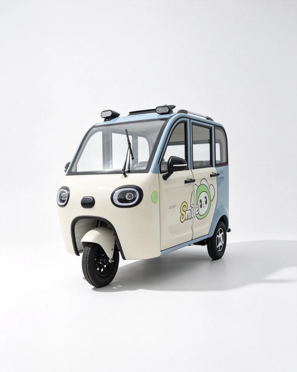 Litian 3 wheel electric vehicle, compact closed cabin, low speed electric trike for passenger and urban transport