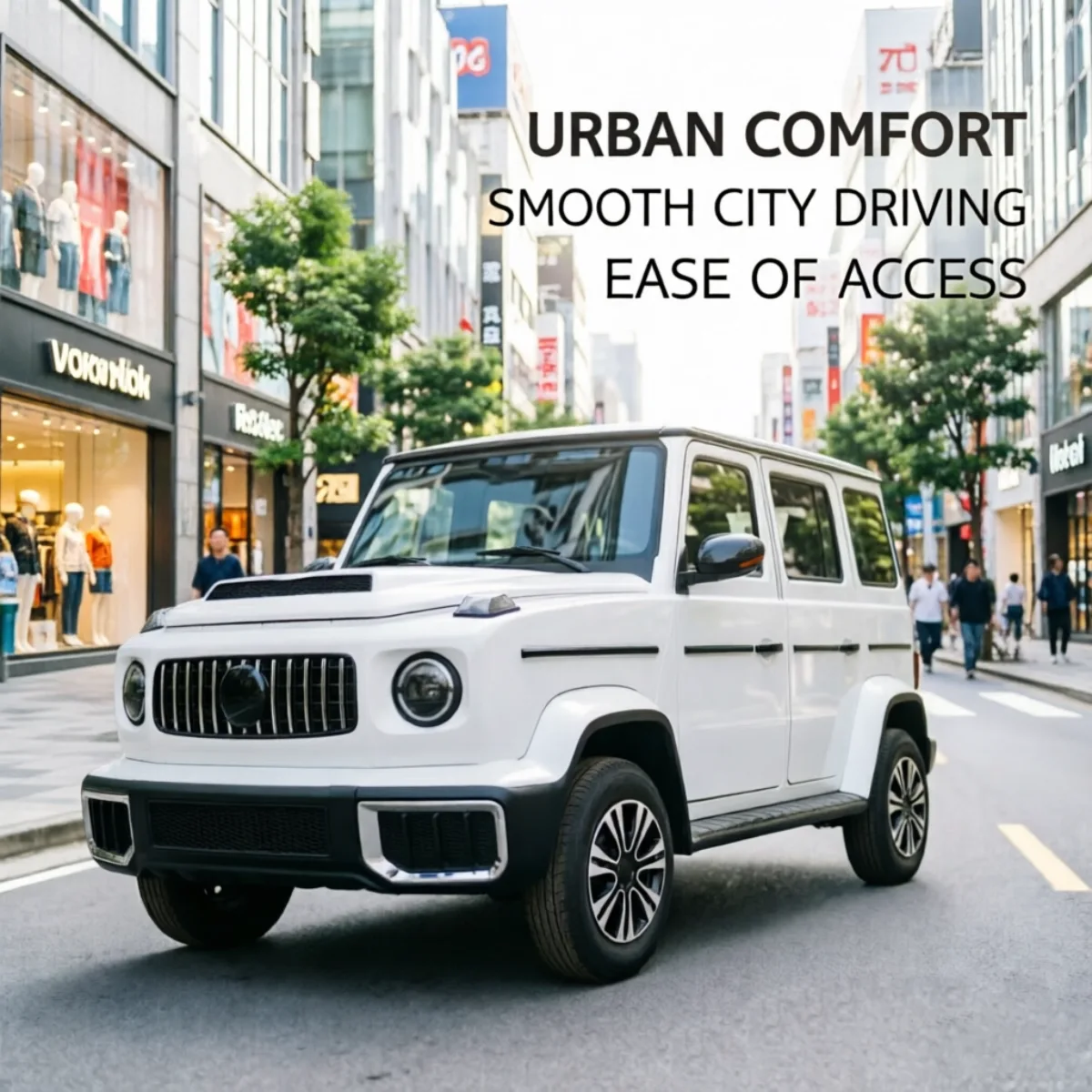 Compact electric passenger vehicle for city driving, easy urban maneuvering, smooth quiet ride, comfortable daily commute